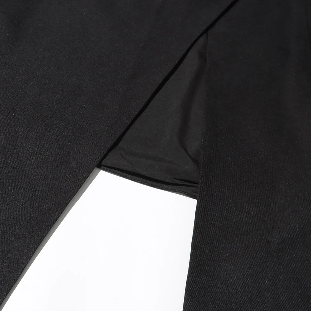 TWOTWINSTYLE Detachable Cloak Elegant Dresses For Women Square Collar Sleeveless High Waist Hit Color Split Dress Female Fashion