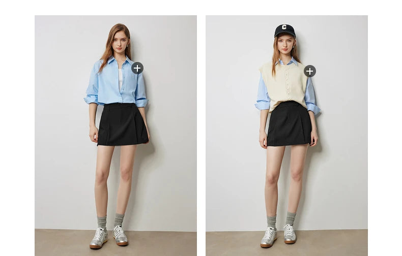 TOYOUTH Women Mini Skirt Pants 2024 Autumn New High Waisted A Line Suit Pants Skirt
