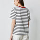 TOYOUTH Women Striped Short Sleeved T-shirt 2024 Summer New Academy Style Round Neck Top