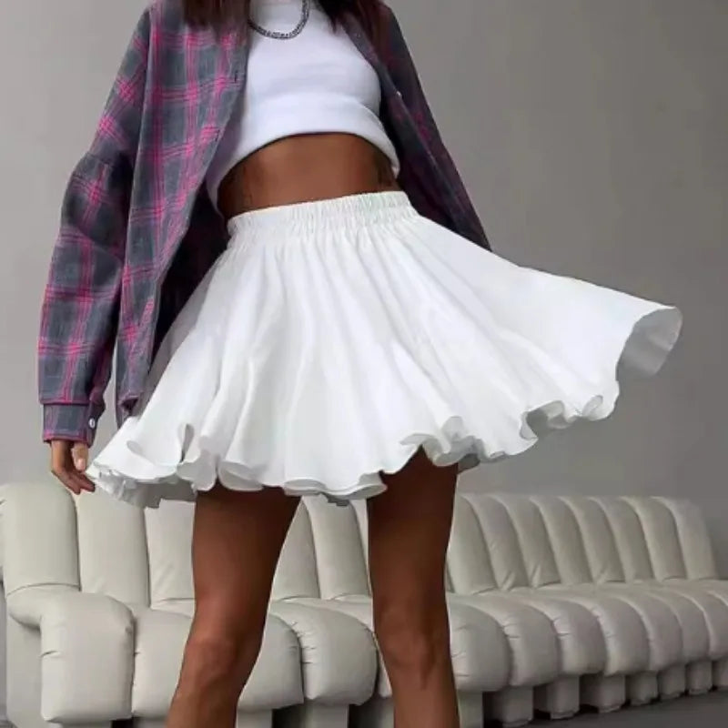 Tuularose Summer Ruffle Short Skirt Women 2025 Summer New Y2k Pleated Patchwork Skirt Casual Streetwear Office Lady Female Skirt