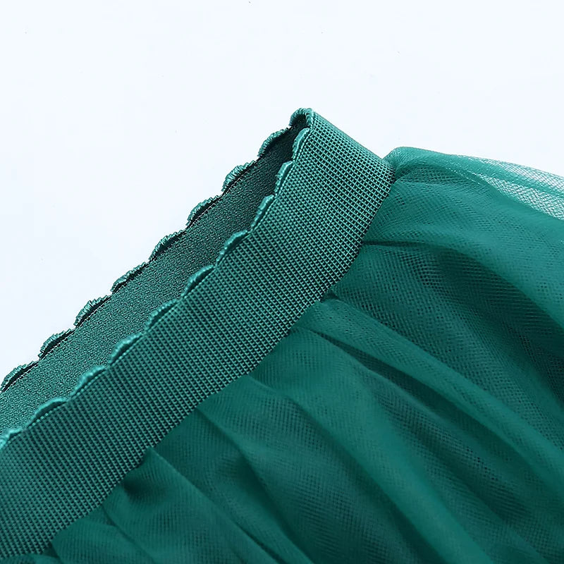 5 Layers 65cm Black Pleated Skirt Sexy Midi Tulle Skirt High Waist Full Lining Adult Tutu Korean Style Women Jupe Femme Faldas