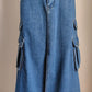 American Style Elastic Waist Denim Workwear Casual Long Dress Skirt New Arrival Women's Clothing European And American Crossbody