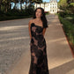 Mingmingxi Black Mesh Birthday Dress for Women 2024 One Shoulder Sexy Long Dress Slim Elegant Flower Wedding Guest Party Dresses