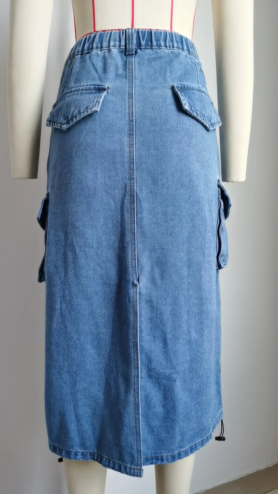 American Style Elastic Waist Denim Workwear Casual Long Dress Skirt New Arrival Women's Clothing European And American Crossbody