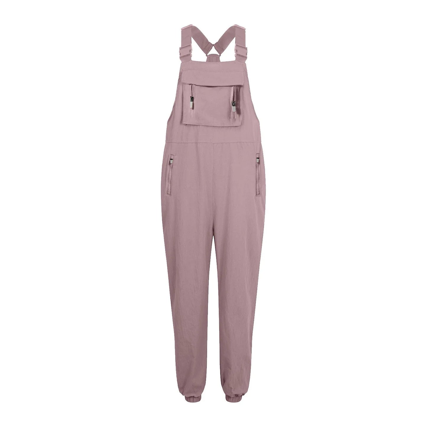 Women'S Jumpsuits Summer Fashion Casual Loose Wide Leg Jumpsuits Solid Color Insert Pockets Retro Button Strap Jumpsuits