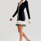 Tossy Ruffled Bow Knit Mini Dress Women's Summer Backless Contrast Cardigan Lace-Up Elegant Dress Female Knitwear Bandage Dress