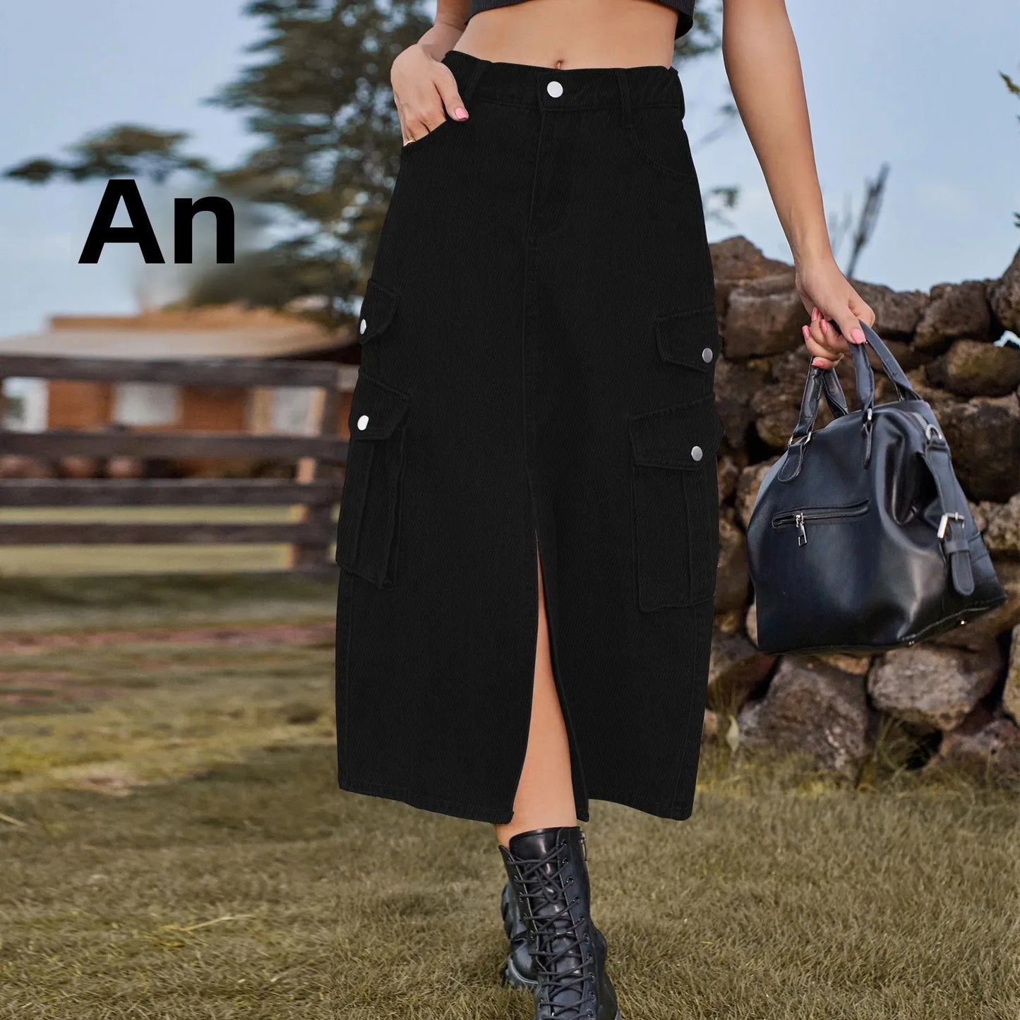 American Style Elastic Waist Denim Workwear Casual Long Dress Skirt New Arrival Women's Clothing European And American Crossbody