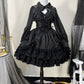 Japanese Lolita Dark Gothic Style JSK Lace Stitching Bow Lace-up V-neck Sleeveless High Waist Hot Sweet Black Cake Dress Women