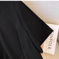 Plus size women's summer casual dress Chinese style modified cheongsam tray buckle decoration slit hem black polyester fabric