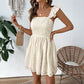 Elegant Women Summer Lace Floral Patchwork Corset Mini Dress Sleeveless Square Neck Tie-up Short Tank A-line Flowy Party Dress