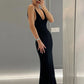 Trendix Knit Backless Dress For Women V Neck Slim Sleeveless Suspender Maxi Dress Vacation Sexy Beach Knitted Elegant Long Dress