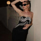 New Women Celebrity Sexy Strapless Backless Diamonds Black Maxi Long Bodycon Bandage Dress 2024 Elegant Evening Club Party Dress