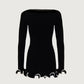 TARUXY Spring New Knitted Mini Dress For Women Fungus Contrast Color Slim Sweater Dress Elegant Female Party Clothes Long Sleeve