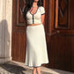 Tossy White Knit Sweater 2 Piece-Set Maxi Skirt For Women Ribbed Short Sleeve Cardigan Top And Long Skirt Sets Knitwear Outfits