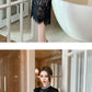 Women's French Noble Elegant Prom Dresses Black Lace Sheer Perspective Diamond High Waist Fishtail Robe Party Banquet Vestidos