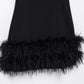TRAF Women's Dress Feathers Sleeveless Mini Dress Elegant Black Short Dresses Bodycon Party Dresses Woman Vest Christmas Dress