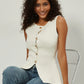 Slim Fit Knitted Vest Single Button Women's Style Cross-Border Clothing Crew Neck Tank Top Fashionable And Stylish