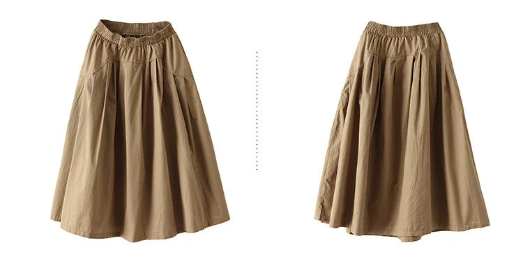 Max LuLu Japan Style Summer Streetwear Fashion Women Khaki A-Line Skirts Ladies Elastic Casual Long Skirt Girls Vintage Clothes