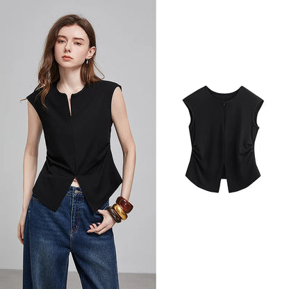 TOYOUTH Women Short Sleeve T shirt 2025 Spring New Tops 8521004