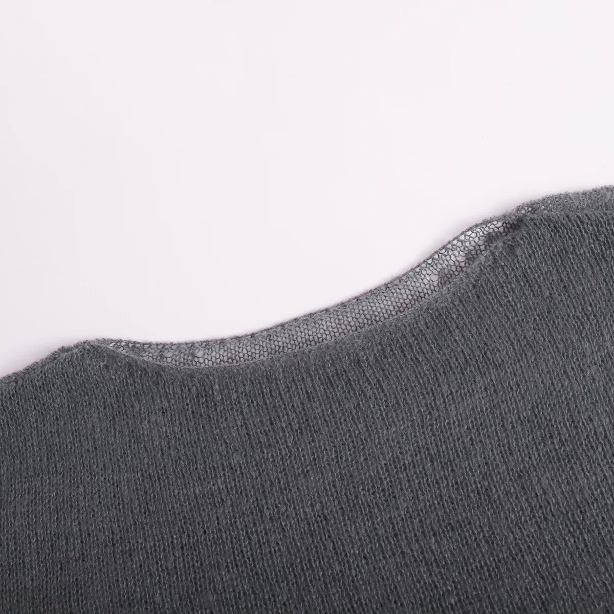Original Fashion Hollow Out Knit Shirt Spring And Summer Women's Perspective Thin O-Neck Loose Elastic Long Sleeve Knit T-shirt