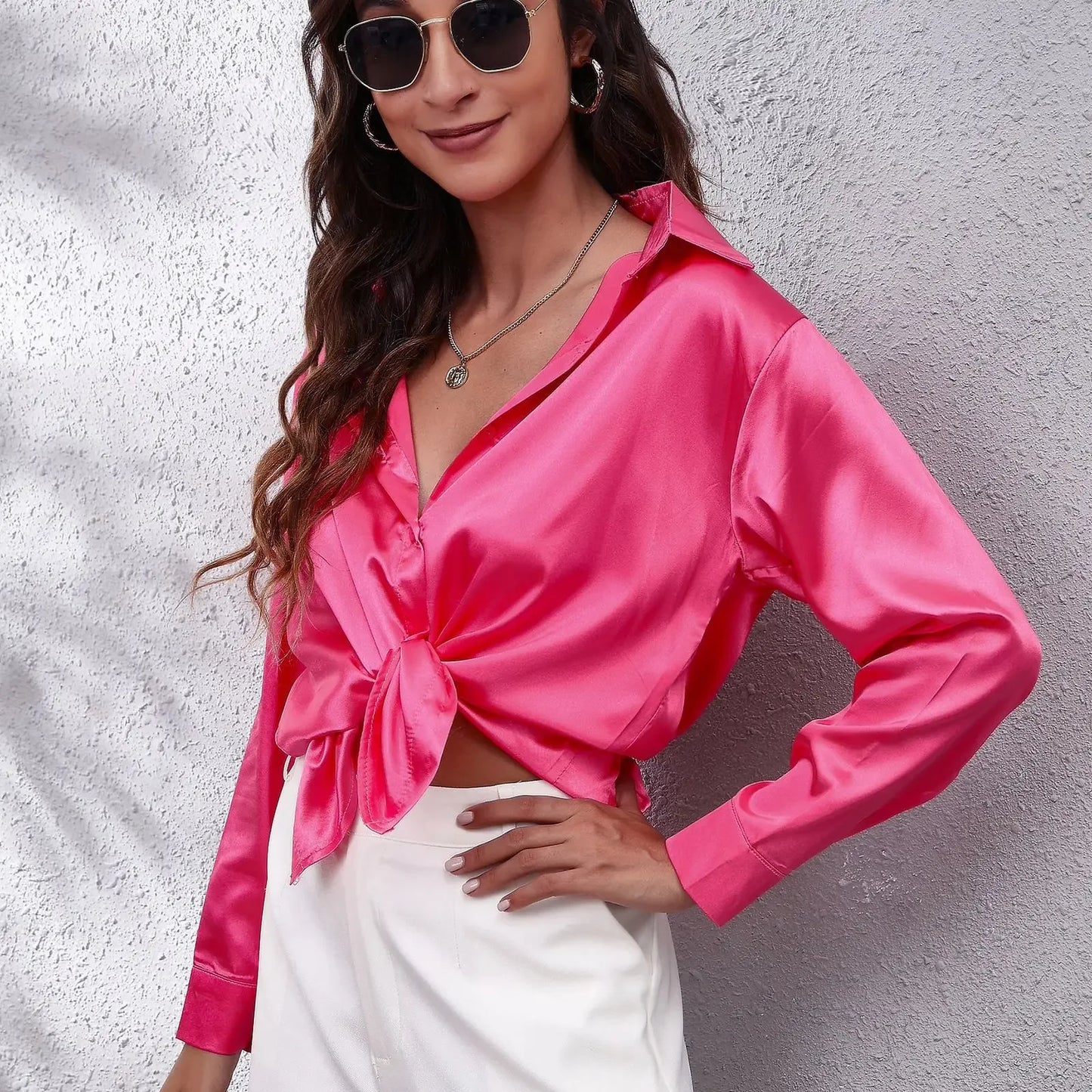 Satin Blouse Shirt Silk Tops Elegant Long Sleeve Loose Womens Blouses Camisas De Mujer Spring Autumn Streetwear Women Clothes