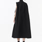 [EAM] Women Green Pocket Hem Drawstring Big Size Vest Dress New Stand Collar Sleeveless Fashion Tide Spring Autumn 2025 1DJ0147