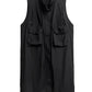 [EAM] Women Green Pocket Hem Drawstring Big Size Vest Dress New Stand Collar Sleeveless Fashion Tide Spring Autumn 2025 1DJ0147