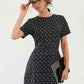 Elegant Retro Black Polka Dot Dress Women Office Style Sexy Short Summer Dresses Short Sleeve Polka Dot Beach Dress Women 2025