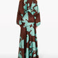 Evening Dresses  Vacation Style Elegant Socialite Printed Off Shoulder Slit Dress