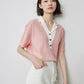TOYOUTH Women Contrasting Colors POLO Collar T-shirt 2025 Summer New Short Sleeved Top