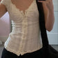 2024 New White Lace Tied Square Neck Summer T-shirts Chic Elegant Short Sleeve Tee Cotton Y2K Street Casual Bow Tie-up Top Women