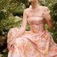 SAW Independent Station Pure Desire Square Collar Dress with Pocket Pink Print Ribbon Corduroy Sleeveless Women's Dress