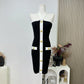 2025 Women Celebrity Sexy Backless Halter Button Bodycon Black Mini Bandage Dress Elegant Evening Club Party Dresses Vestidos