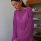 Original Fashion Hollow Out Knit Shirt Spring And Summer Women's Perspective Thin O-Neck Loose Elastic Long Sleeve Knit T-shirt