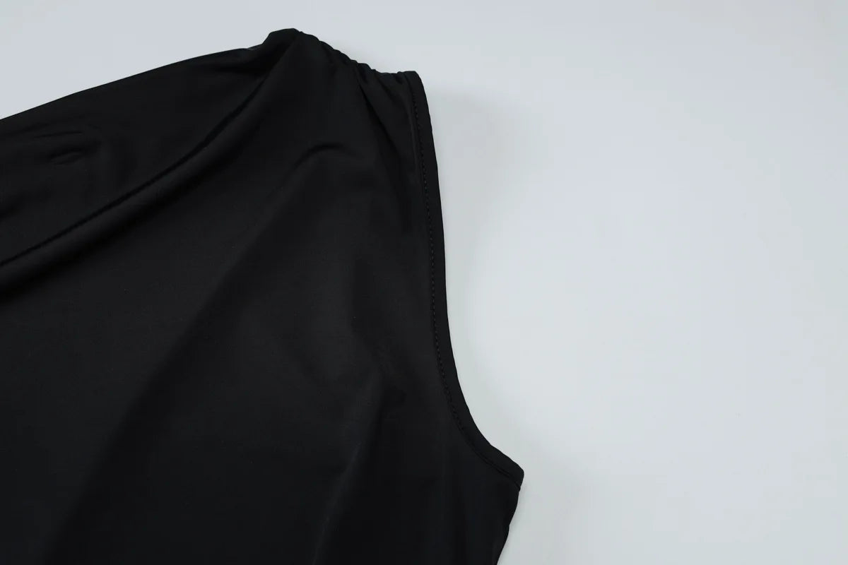 Talenza Black One Shoulder Mini Dress Fashion Hot Girls Sexy Sleeveless Patchwork Bandage Short Dresses Women New Tight Dresses