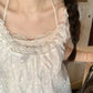 2024 New White Lace Tied Square Neck Summer T-shirts Chic Elegant Short Sleeve Tee Cotton Y2K Street Casual Bow Tie-up Top Women