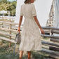 Women's Causal Striped Tassel Medium Long Dress V Neck Button Short Sleeve Spring Summer Dress