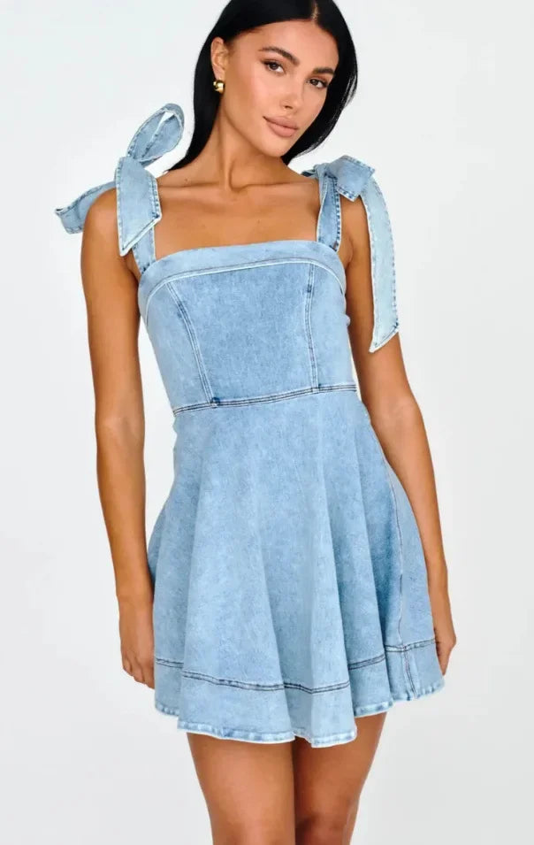 Elegant Commuter Fashionable Strapless Denim Women's Dress New Summer 2025 Quality Clothing Sleeveless Other Patterns