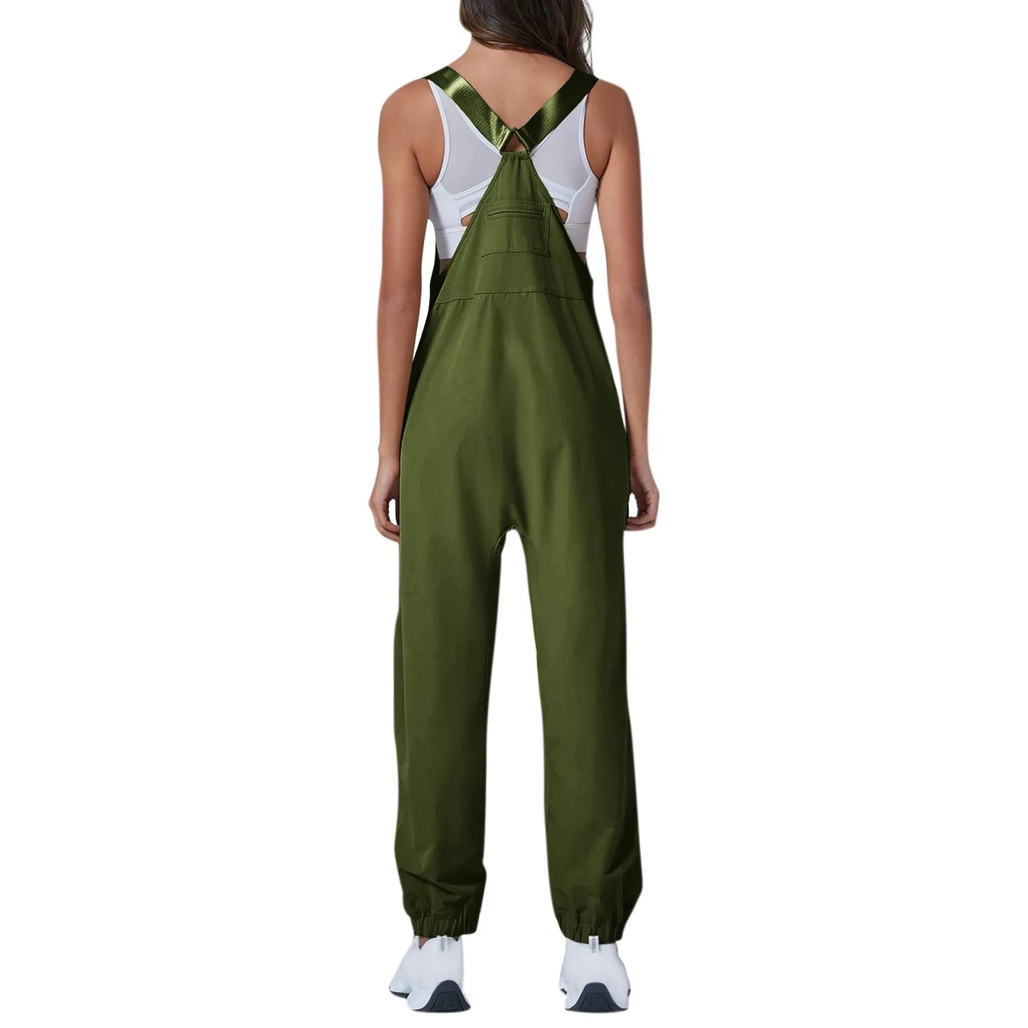 Women'S Jumpsuits Summer Fashion Casual Loose Wide Leg Jumpsuits Solid Color Insert Pockets Retro Button Strap Jumpsuits