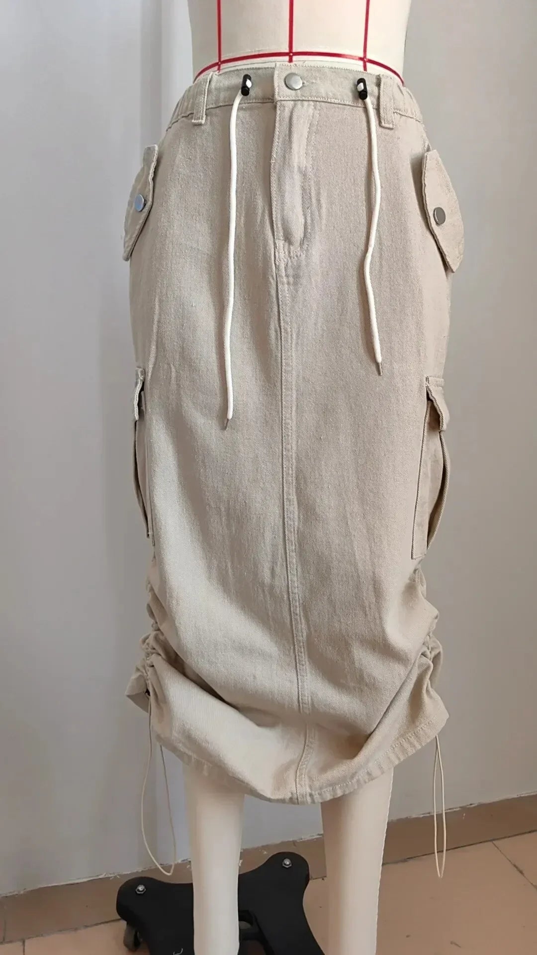 Leisure elastic waist work dress, fashionable women's mid length skirt