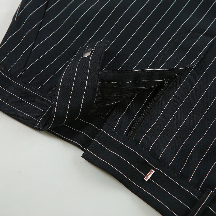 Skirt Women Office Lady High Waist Striped Fashion New Euro-America Style Simple Women Skirt Luxury