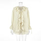 Tuularose New Casual Shorts Two-piece Set Women's Ruffled Loose Tie Top Simple Shorts Set Office Lady Summer Female Shorts Set