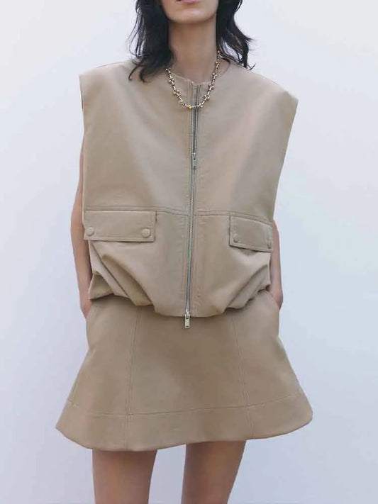 European and American style new women's clothing French fashion versatile temperament design loose vest