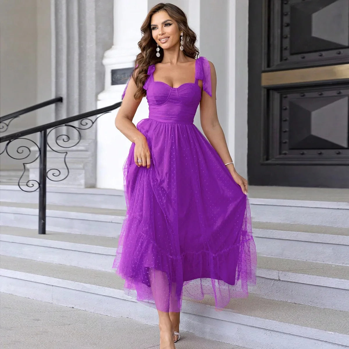 Elegant Classic Gown Women's Double Layer Mesh Lining Corset Skirt High End Fashion Fairy Kimono For Special Occasions