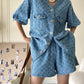 Women's Denim Short Sleeve Top and Shorts Two Piece Suit French Fashion Spring Summer Cowgirl Top Streetwear Korean Leisure New