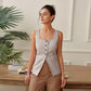 AEL Women's Sleeveless Vest Women Fashion Front Buttons Waistcoat Vintage Square Neck Sleeveless Female Outerwear Chic Tops