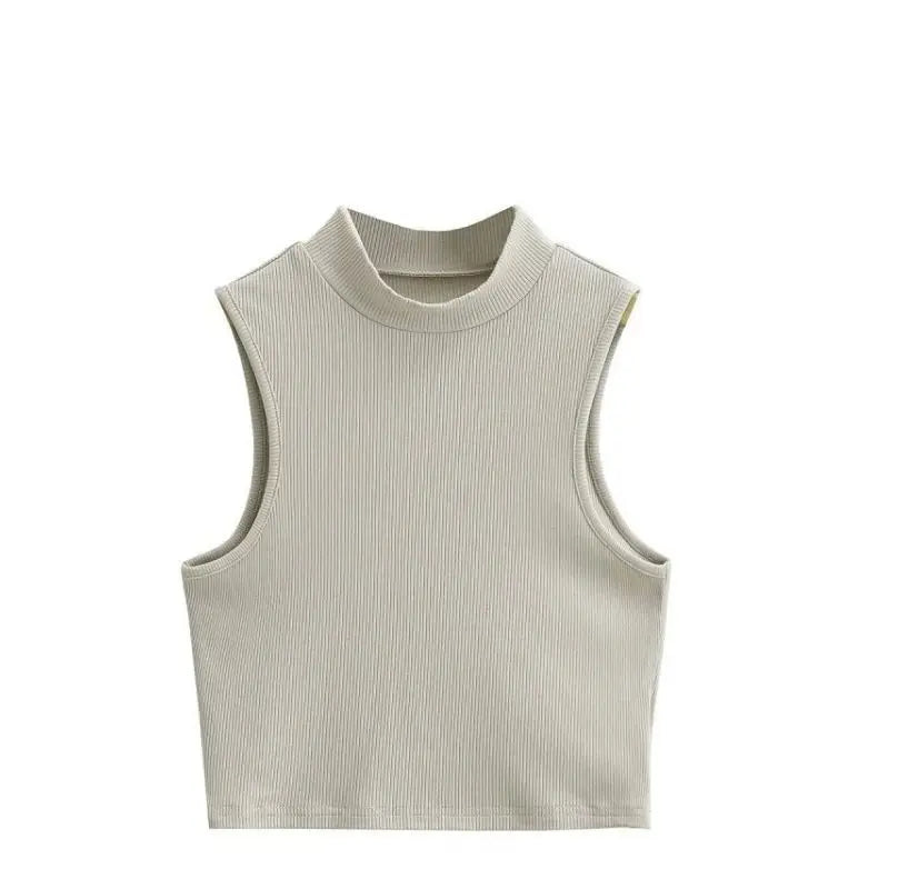 New Arrivals Yoga Fitness Camis Tanks Women Sexy Skinny Cropped Tank Tops Vintage Y2K Turtleneck Camisole Sports Tee Shirt Woman