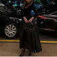 2025 New Lady Chic Party Gowns Elegant Women Velvet Long Sleeve Pleated Hem Robes Fashion Half High Collar Slim Fit Maxi Dress