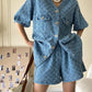Women's Denim Short Sleeve Top and Shorts Two Piece Suit French Fashion Spring Summer Cowgirl Top Streetwear Korean Leisure New