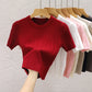 2025 Summer T shirts for Women Casual Female Korean Knit Streetwear Tees Basic Solid Young Cool Tops
